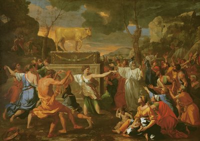 The Adoration of the Golden Calf, before 1634 by Nicolas Poussin